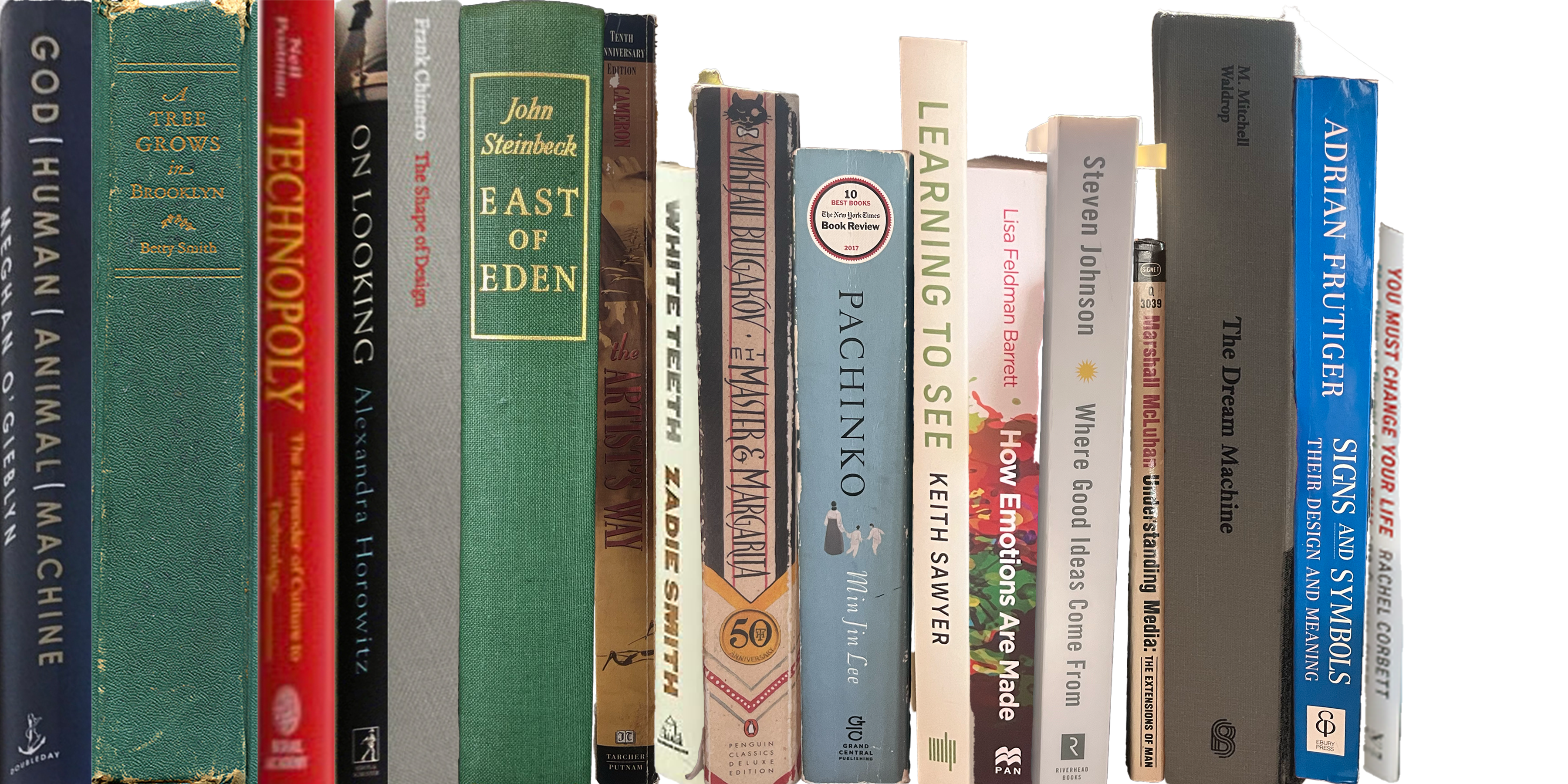 Bookshelf showing book spines